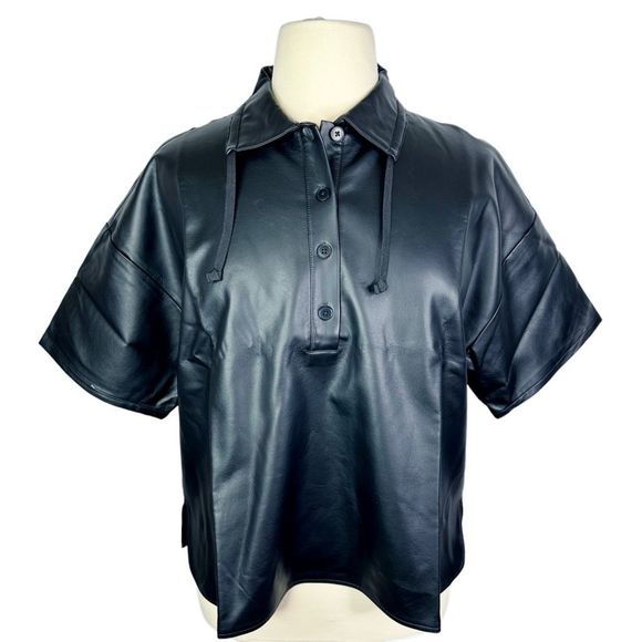 Who What Wear Collection Nadia Vegan Leather Pullover - Size Medium - Picture 2 of 5